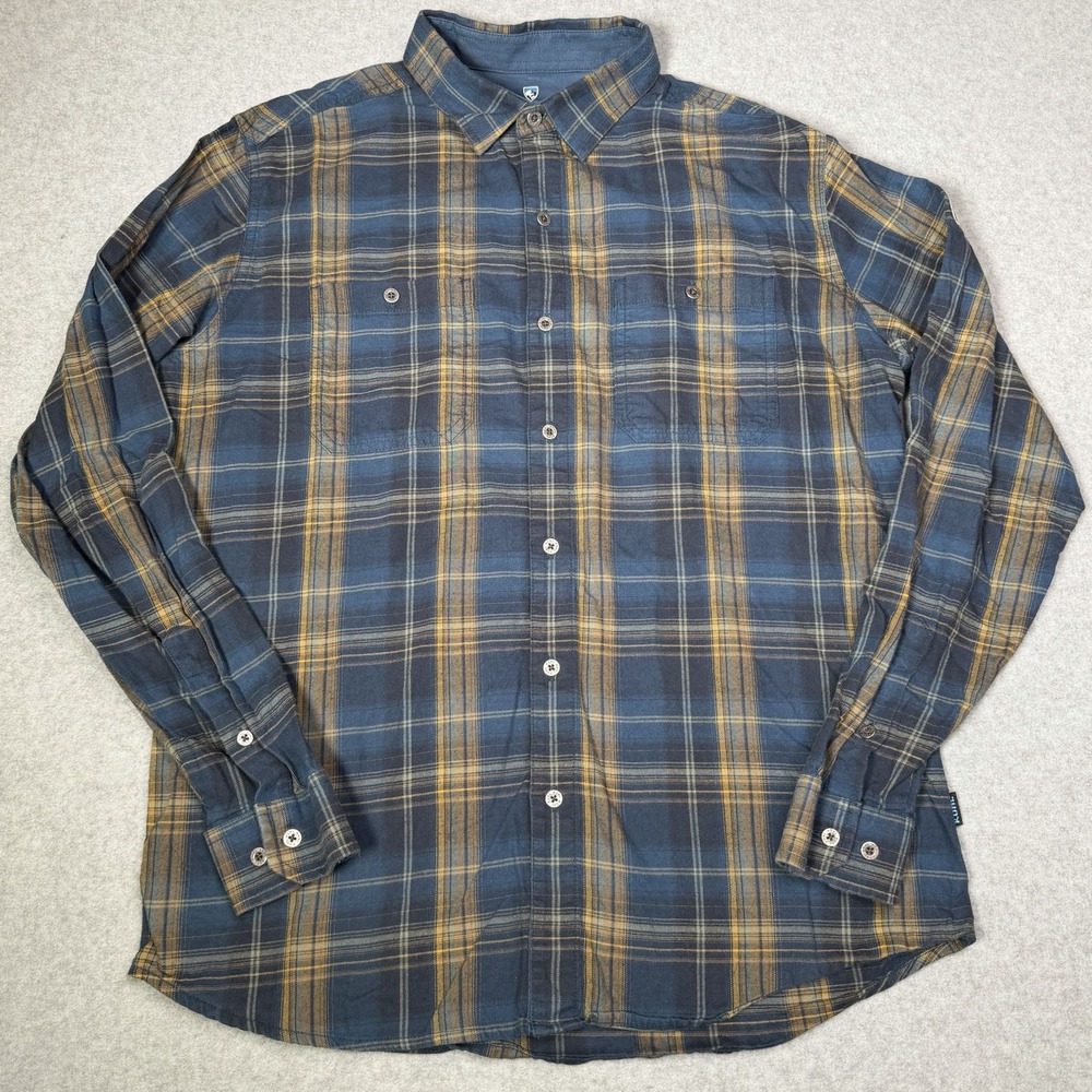 Kuhl 7202 Men's Medium Fugitive Flannel Hiking Outdoor Button Up Shirt Plaid